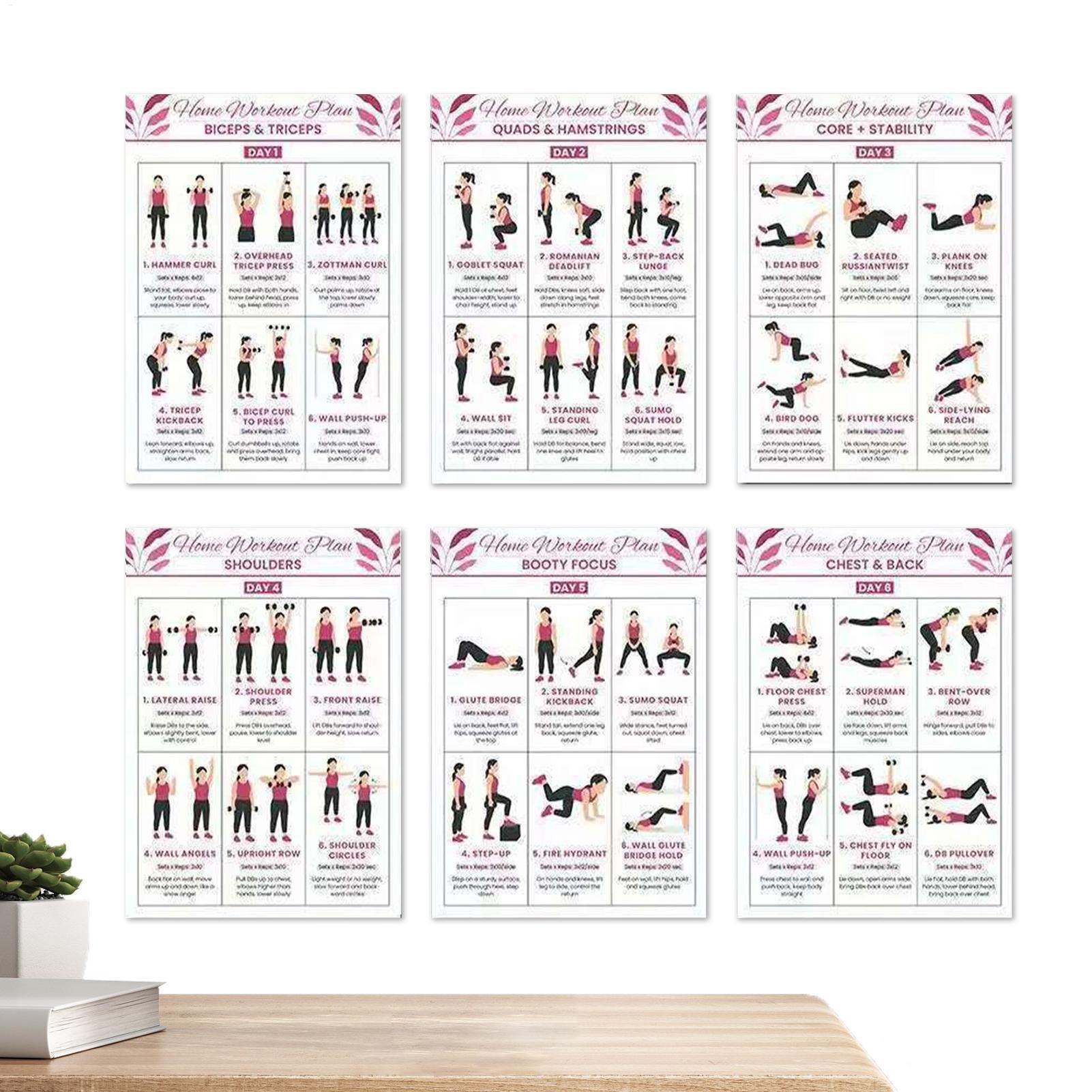Home Gym Guide - Poster Latihan 6 Lembar Panduan Kebugaran